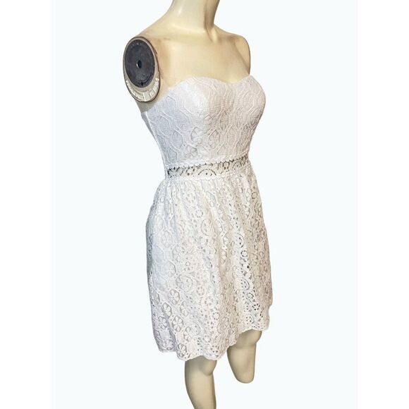 Lilly Pulitzer Brett Resort White Floral HexagonâLace Strapless Dress XS - Picture 5 of 8